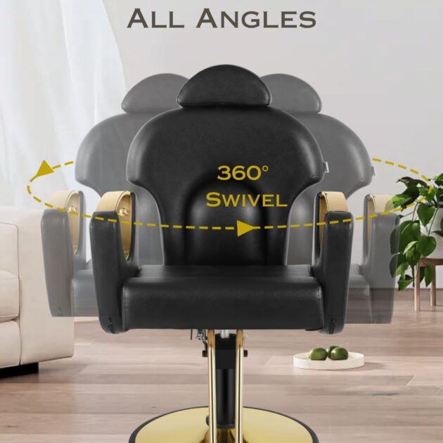 Black and Gold Salon Barber Chair - Image 6