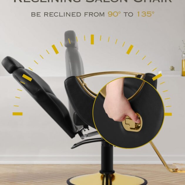 Black and Gold Salon Barber Chair - Image 7