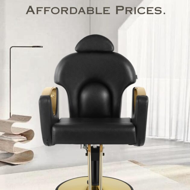 Black and Gold Salon Barber Chair - Image 3