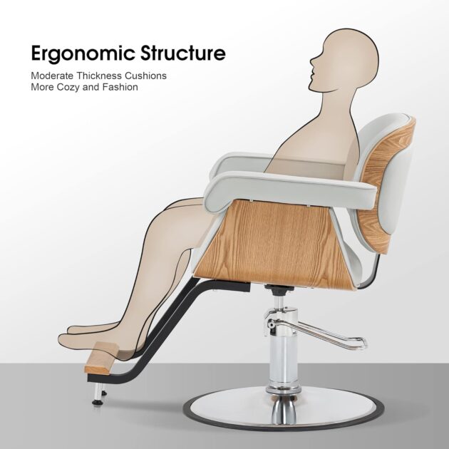 Classic Hydraulic Wooden Salon Chair Barber - Image 7