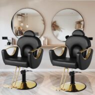 Black and Gold Salon Barber Chair - Image 2