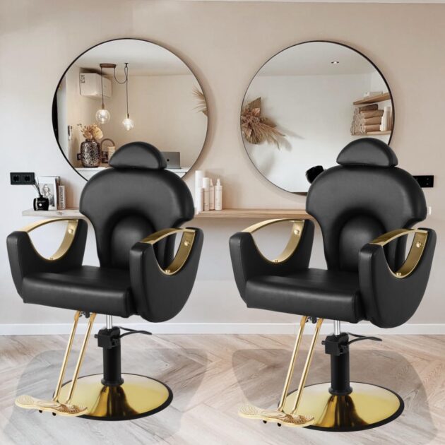 Black and Gold Salon Barber Chair - Image 2