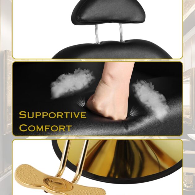 Black and Gold Salon Barber Chair - Image 4