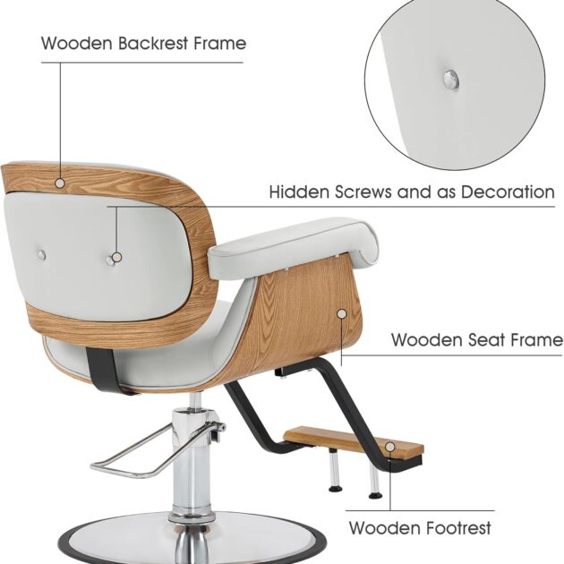 Classic Hydraulic Wooden Salon Chair Barber - Image 2